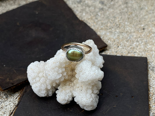 Mixed Metal Tahitian Keshi Pearl Ring MTO
