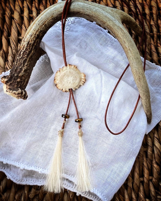 Signature Whitetail Burr Bolo Tie | gemstone x horsehair CUSTOM