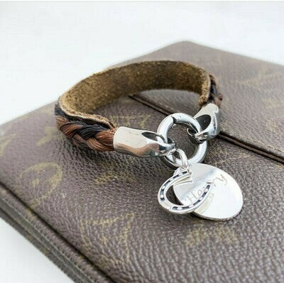 Horsehair & Leather Custom Cuff Bracelet + charms