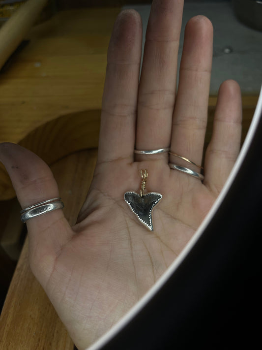 Mixed Metal Shark Tooth Necklace
