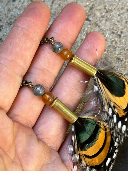 Feather + Recycled Cartridge Earrings
