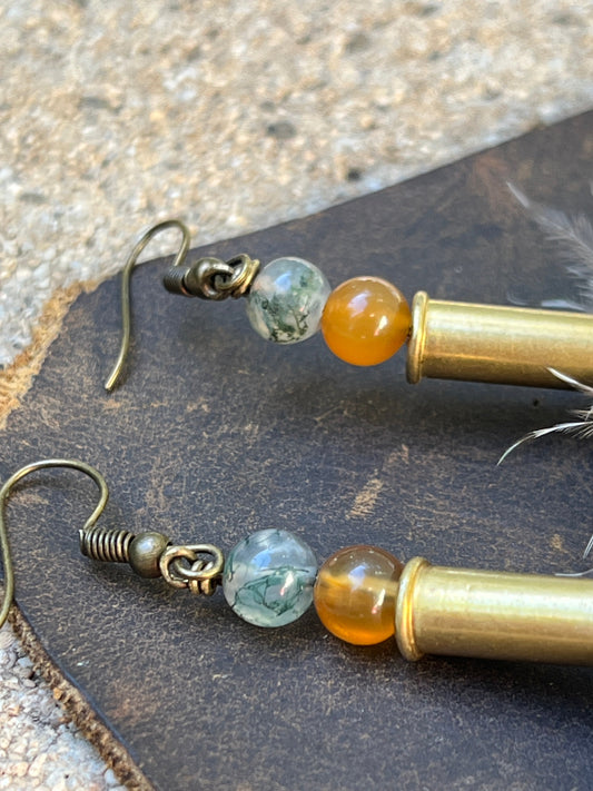 Feather + Recycled Cartridge Earrings