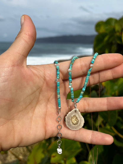 Antler + Turquoise + Pearl Diffuser Necklace MTO