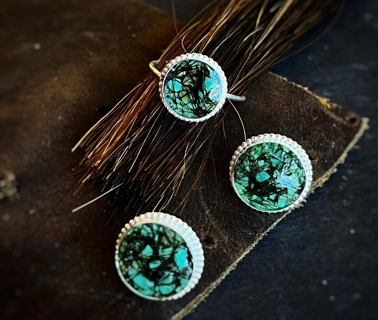 Custom Hair + Gemstone Stud Earrings