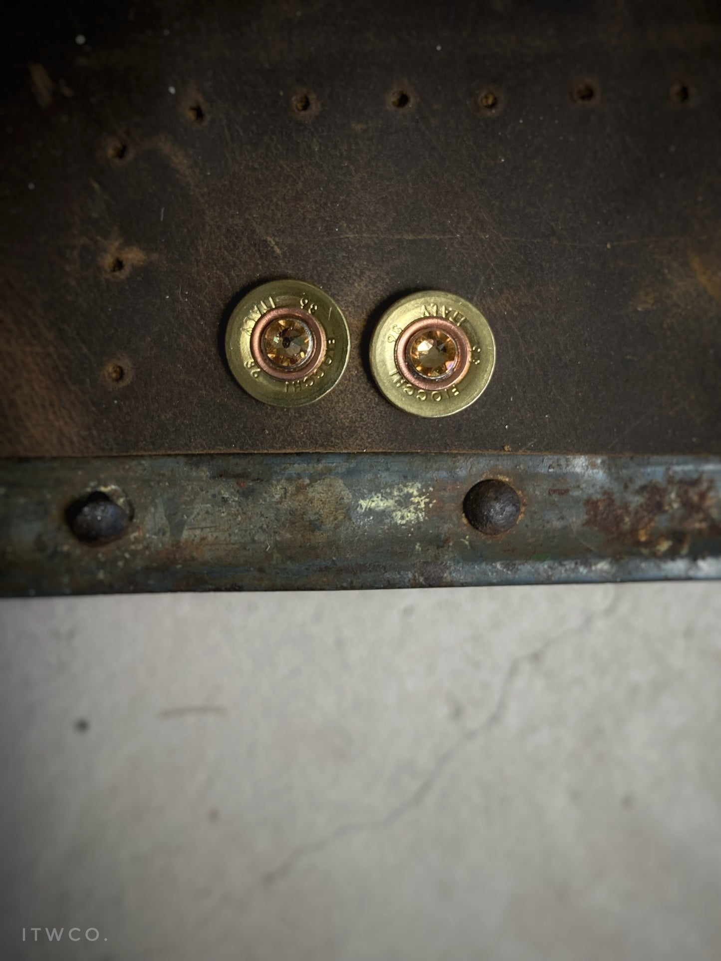 Recycled .410 Shotgun Shell + Gemstone Stud Earrings