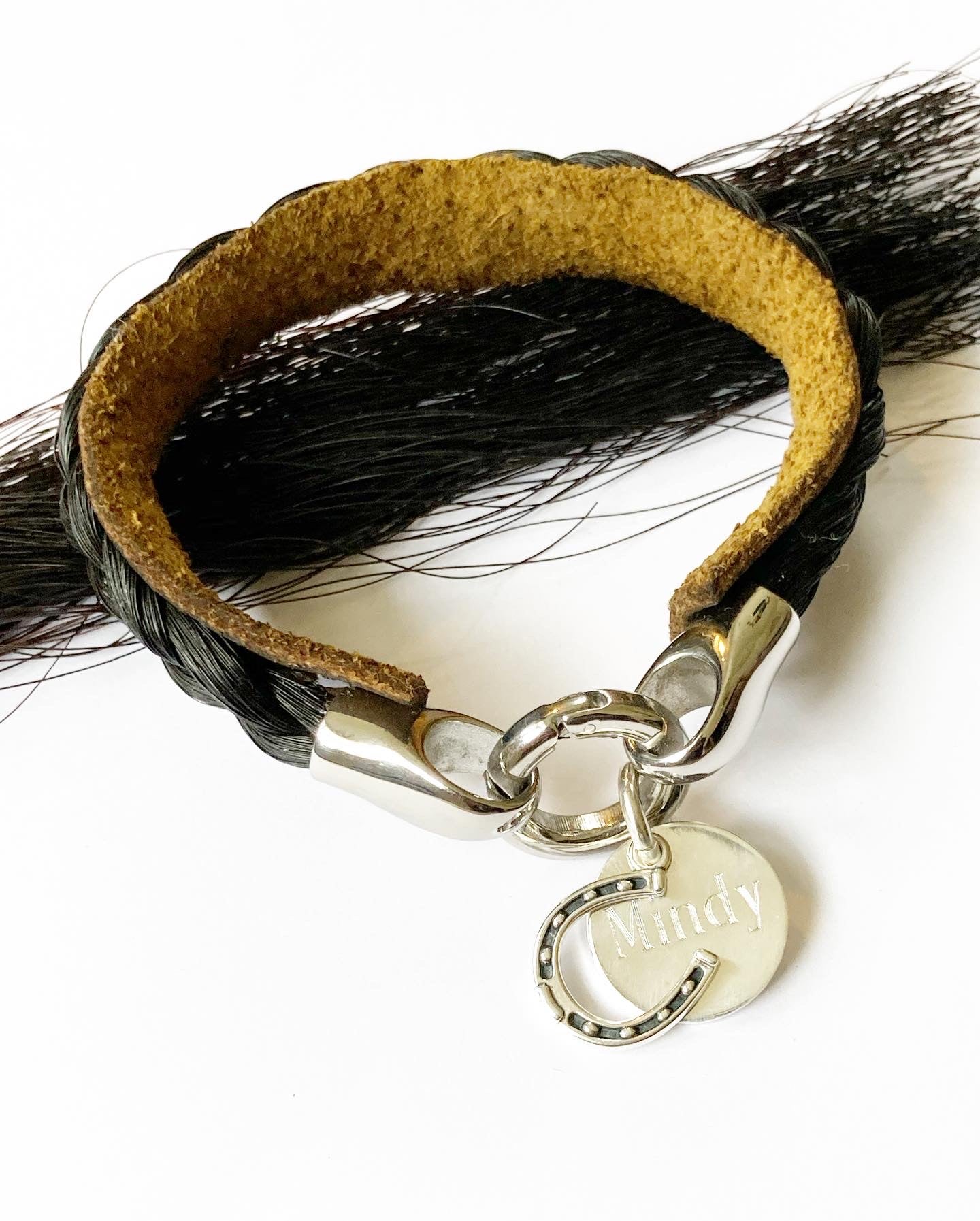 Horsehair & Leather Custom Cuff Bracelet + charms
