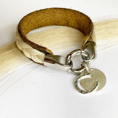 Horsehair & Leather Custom Cuff Bracelet + charms