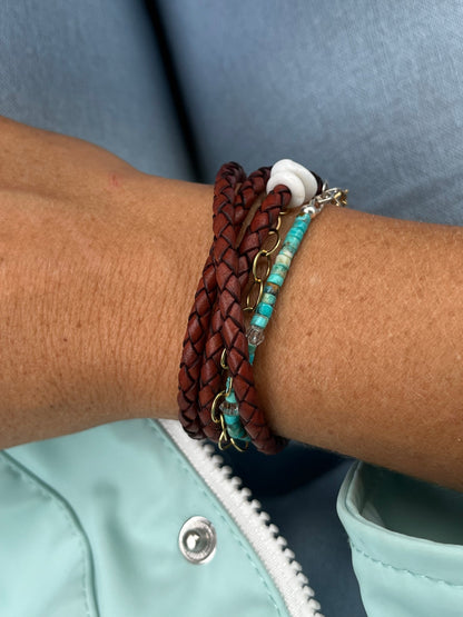 Puka Shell Hammered Bracelet