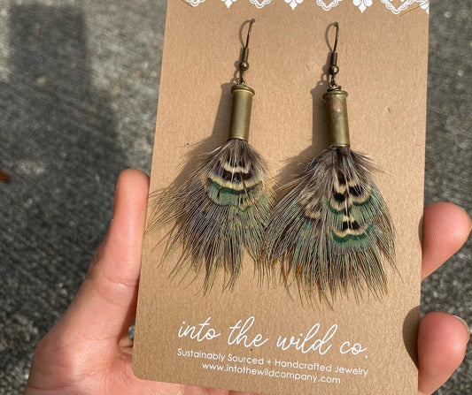 MINI Feather + Recycled .22 Casing Earrings