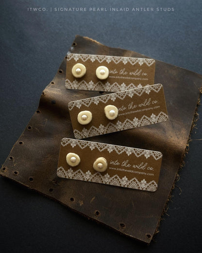 Signature Pearl Inlaid Antler Studs MTO