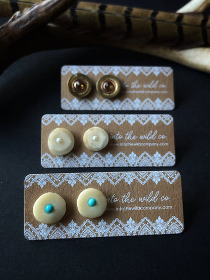 Signature Pearl Inlaid Antler Studs
