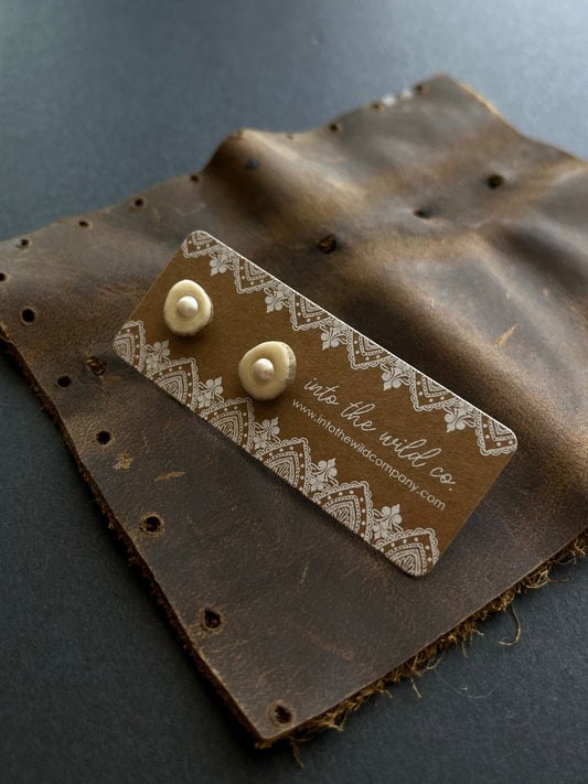 Signature Pearl Inlaid Antler Studs MTO